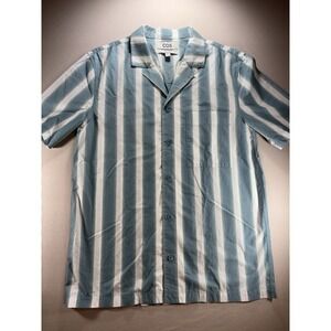 COS Men's Short Sleeve Relaxed Fit Camp Shirt Blue/White EUR XS = S/M